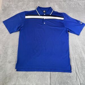 FootJoy Mens Polo XL Embroidered Golf Royal‎ Blue Striped Athletic Performance